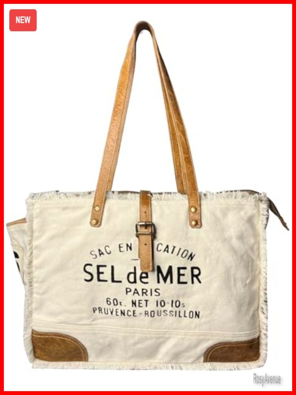 Upcycled Canvas Leather Tote Bag Women Zippered Shoulder Handbag